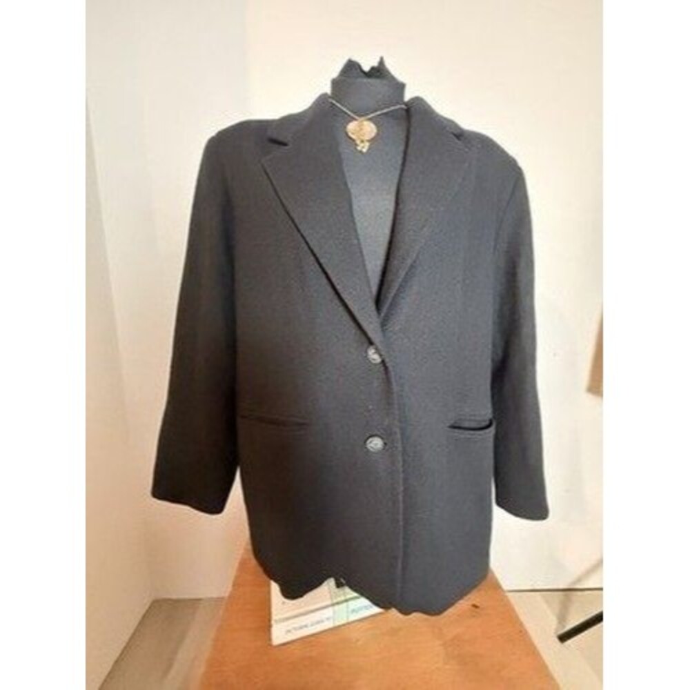 Kim Rogers Womens 18 Merino Jacket Coat Black Button Up Lined Classic Vtg Y2K